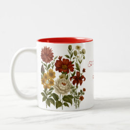 Persoonlijke vintage bloemenmok, cadeau met eigen tweekleurige koffiemok
