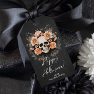 Persoonlijke Vintage Bloemenschedel Cadeaulabel