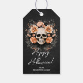 Persoonlijke Vintage Bloemenschedel Cadeaulabel (Voorkant)