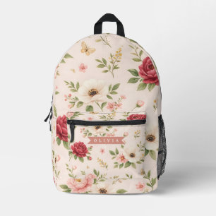 Persoonlijke Vintage Bloemige Romantische Naam Cad Bedrukte Rugzak