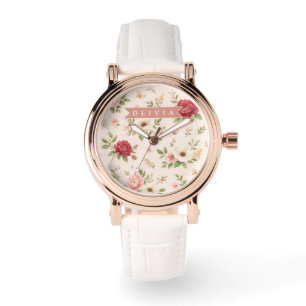 Persoonlijke Vintage Bloemige Romantische Naam Cad Horloge