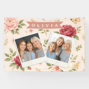 Persoonlijke Vintage Bloemige Romantische Naam Cad Spandoek