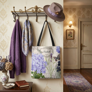 Persoonlijke vintage botanische boodschappentas tote bag