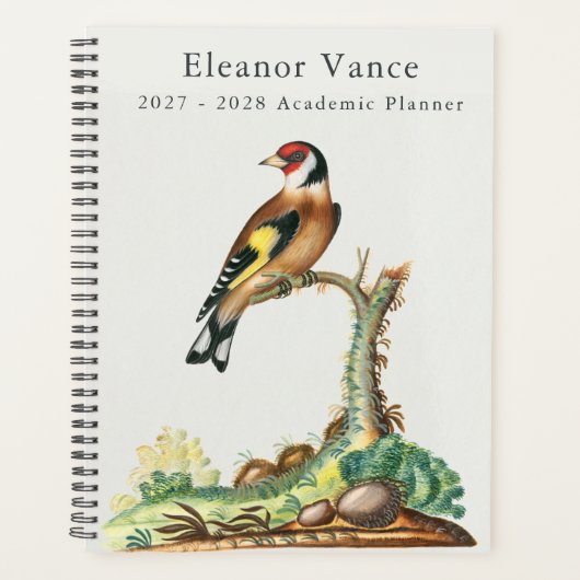 Persoonlijke vintage botanische vogel academisch planner (Voorkant)