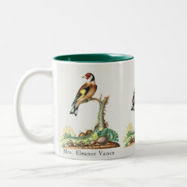 Persoonlijke Vintage Botanische Vogel Leraar Tweekleurige Koffiemok
