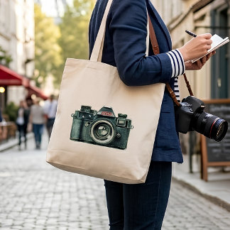 Persoonlijke vintage cameratas grote tote bag