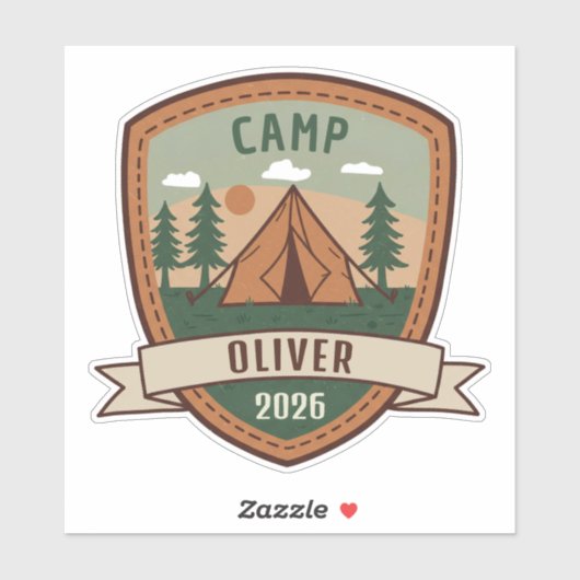 Persoonlijke vintage-campingbadge sticker (Vel)