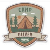 Persoonlijke vintage-campingbadge sticker (Voorkant)