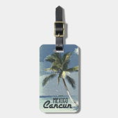 Persoonlijke vintage Cancun Mexico reis kunst Bagagelabel (Voorkant verticaal)