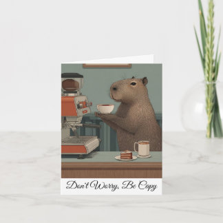 Persoonlijke vintage capybara-coffee shopprint feestdagen kaart