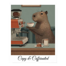 Persoonlijke vintage capybara-coffee shopprint