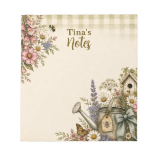 Persoonlijke Vintage Cottage Tuin Bloemen Notitieblok