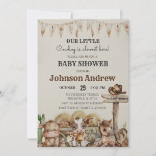 Persoonlijke Vintage Een kleine Cowboy Baby shower Kaart