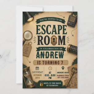 Persoonlijke Vintage Escape Room verjaardag Kaart