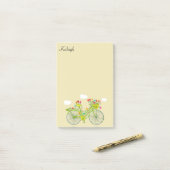 Persoonlijke vintage fietsmand met bloemen post-it® notes (Op bureau)