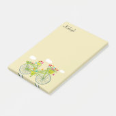 Persoonlijke vintage fietsmand met bloemen post-it® notes (Schuin)