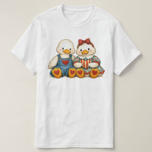 Persoonlijke Vintage Gans 90s Retro Gans Koppel T-shirt