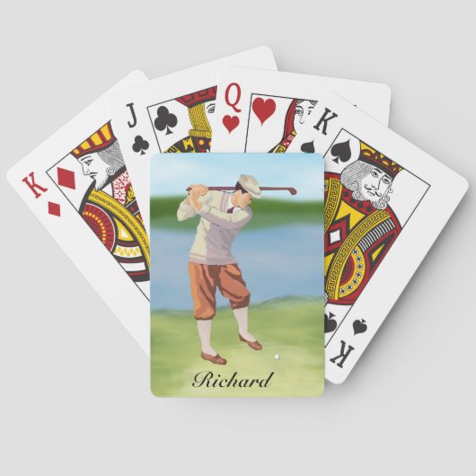 Persoonlijke Vintage Golfer aan de rivierkant Pokerkaarten (Achterkant)