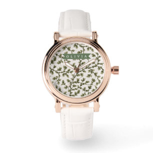 Persoonlijke Vintage Groene Tuin Botanische Rustie Horloge