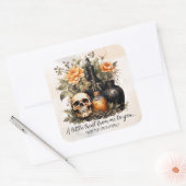 Persoonlijke Vintage Halloween Vierkante Sticker (Envelop)