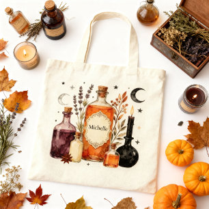 Persoonlijke Vintage Hekserij Apotheek Halloween Tote Bag