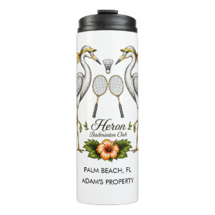 Persoonlijke Vintage Heron Badminton Club Thermosbeker