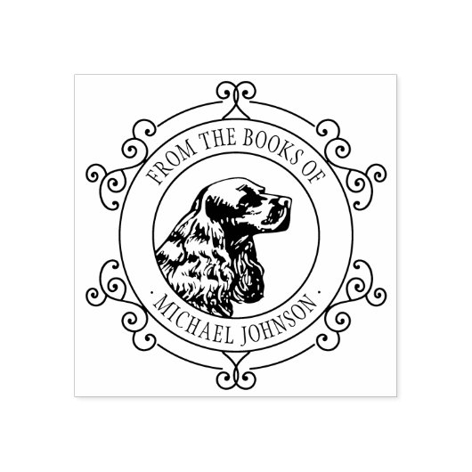 Persoonlijke Vintage Honden Ex Libris Stempel (Afrduk)