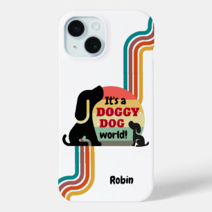 Persoonlijke Vintage Hondje Hond Puppy iPhone 15 Case