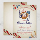 Persoonlijke Vintage Honkbal Baby Shower Bundel Kaart (Voorkant / Achterkant)