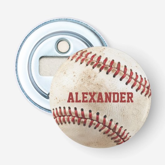 Persoonlijke Vintage Honkbal Button Flesopener (Voorkant)