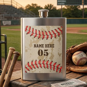 Persoonlijke Vintage Honkbal Naam Nummer Retro Flacon