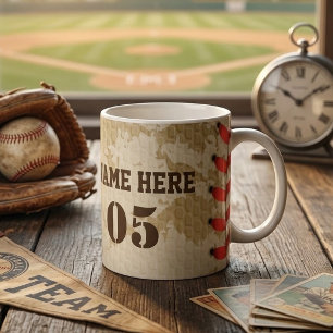 Persoonlijke vintage honkbal naam nummer retro koffiemok