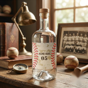 Persoonlijke vintage honkbal naam nummer retro likeurfles etiket