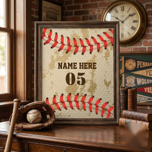 Persoonlijke vintage honkbal naam nummer retro poster