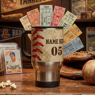 Persoonlijke Vintage Honkbal Naam Nummer Retro Reisbeker