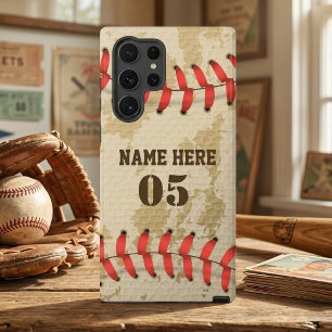 Persoonlijke Vintage Honkbal Naam Nummer Retro Samsung Galaxy Hoesje