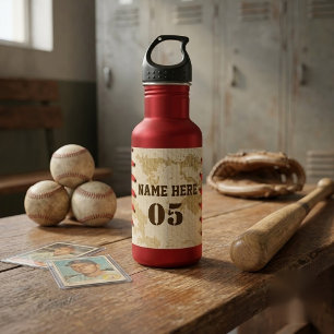 Persoonlijke vintage honkbal naam nummer retro waterfles 