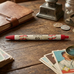 Persoonlijke vintage honkbal naam nummer retro zwarte inkt pen