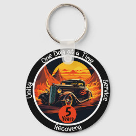Persoonlijke vintage hot rod nuchterheidschip sleutelhanger
