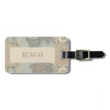 Persoonlijke vintage kaart bagagelabel