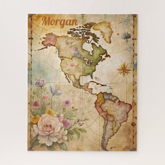 Persoonlijke vintage kaart legpuzzel (Verticaal)