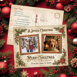 Persoonlijke Vintage Kerst Foto Collage Briefkaart