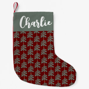 Persoonlijke vintage kerst sok met bomen kleine kerstsok