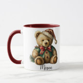 Persoonlijke Vintage Kerst Teddybeer Mok (Links)
