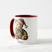 Persoonlijke Vintage Kerst Teddybeer Mok (Voorkant links)