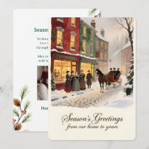 Persoonlijke Vintage Kerstkaart met platte afdruk 