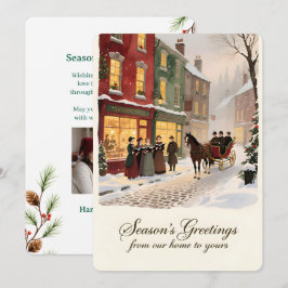 Persoonlijke Vintage Kerstkaart met platte afdruk 