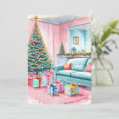 Persoonlijke Vintage Kerstkaart met Platte Afdruk (Staand voorkant)