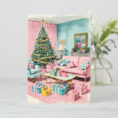 Persoonlijke Vintage Kerstkaart met Platte Afdruk (Staand voorkant)