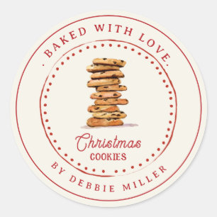 Persoonlijke Vintage Kerstkoekjes Bakken Ronde Sticker